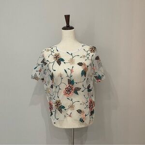 GLANCE Foral Mesh Embroidered Top Size XL